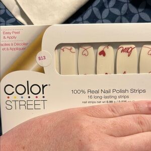 Color Street Nail Polish Strips - Cream with Red Accents